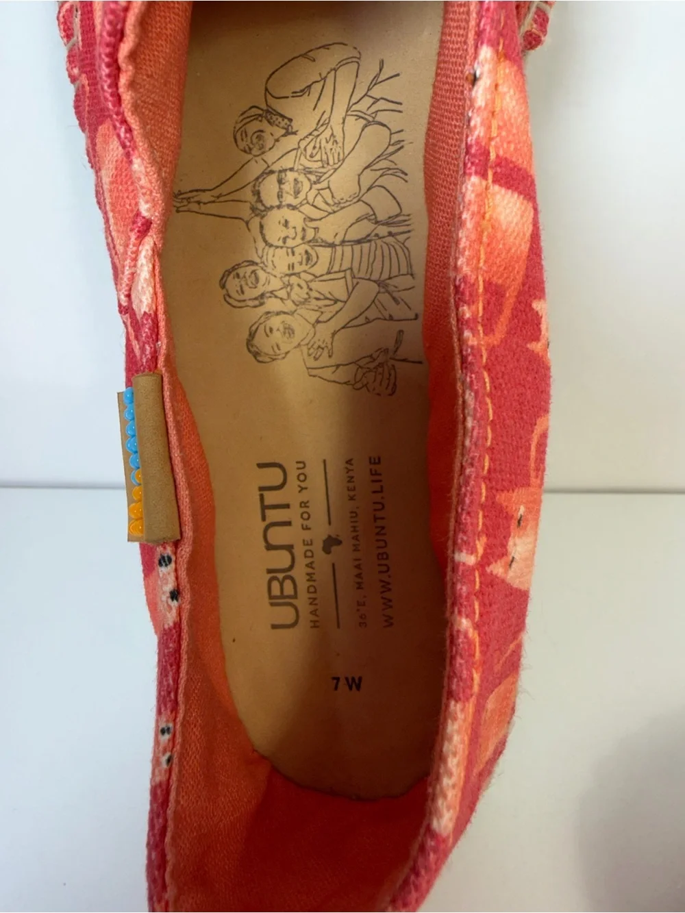 Ubutu Slip-On Espadrille Flats - Coral Pink with Cat Pattern